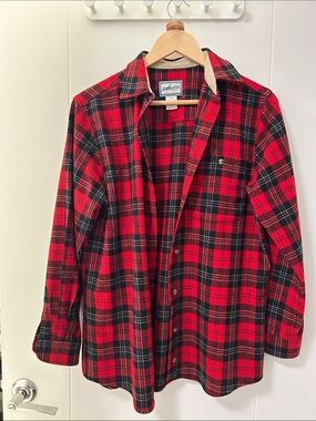 Pendleton Red & Black Plaid Wool Shirt Jacket